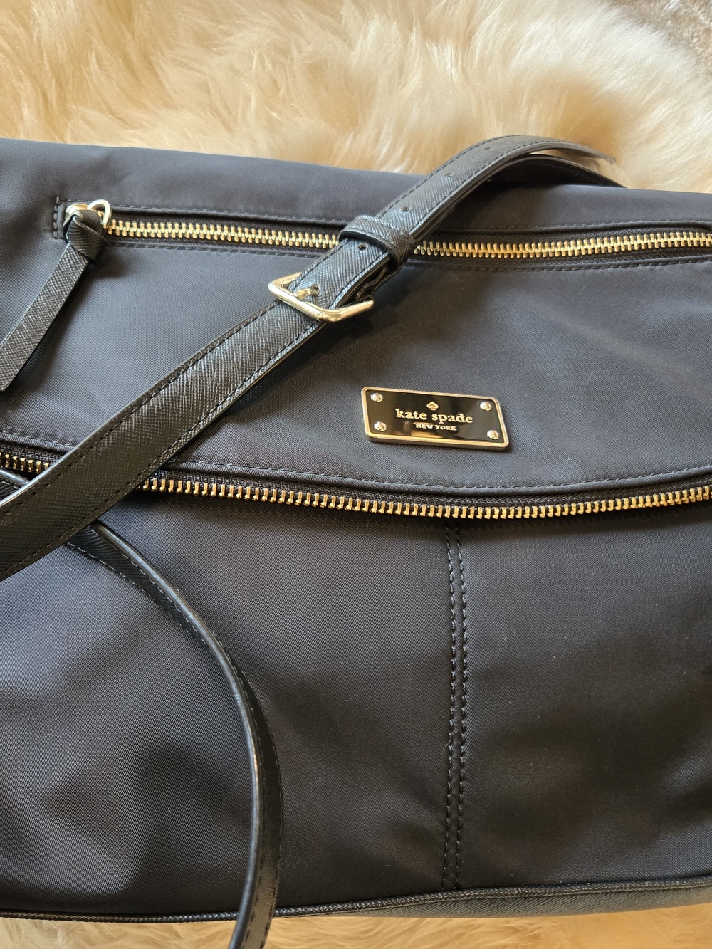 Kate Spade Black Nylon Crossbody Bag with Gold Hardware